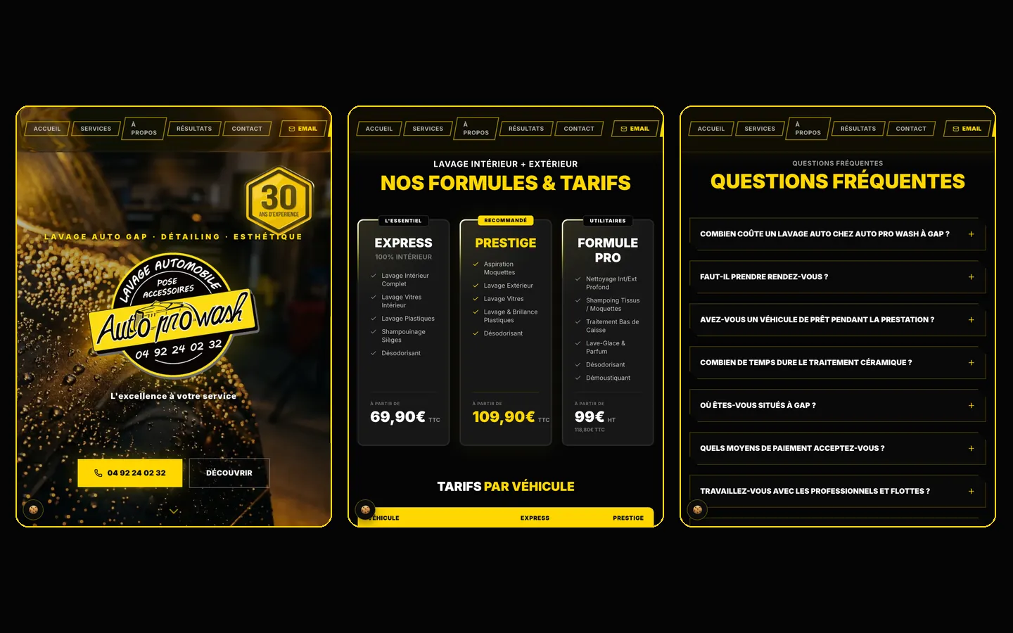 Le site Auto Pro Wash sur tablette : ouverture, formules et foire aux questions