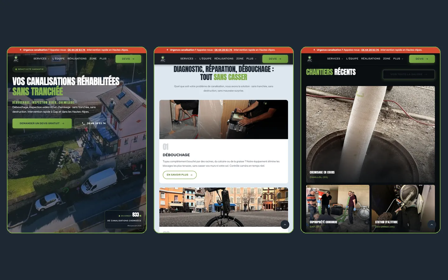 Le site ARC Assainissement sur tablette : ouverture, les trois métiers et les chantiers récents