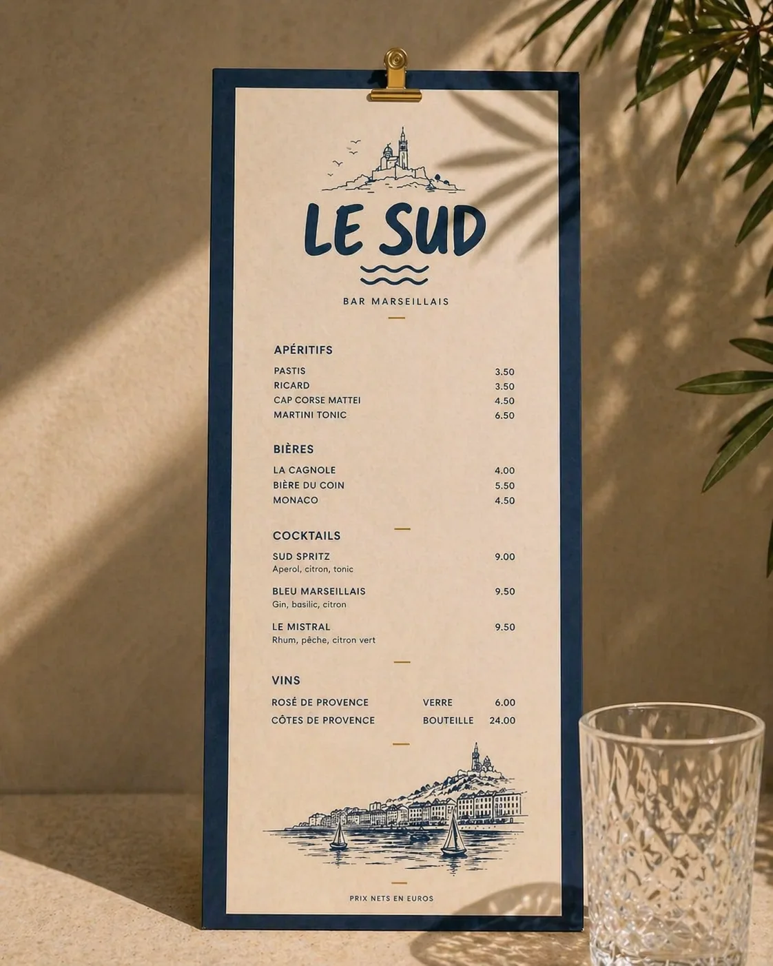 Menu Le Sud