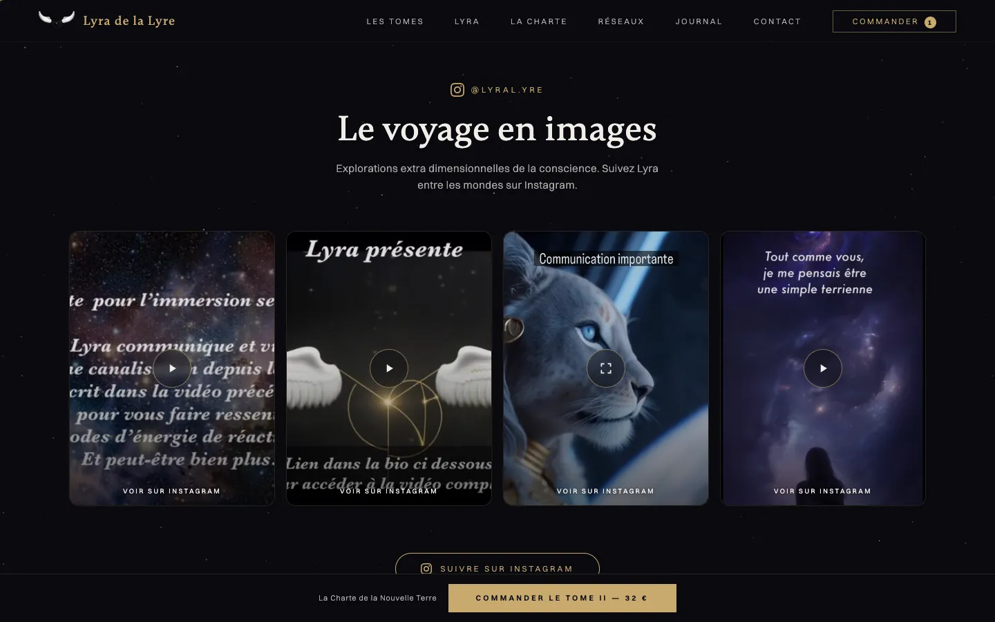 Section « Le voyage en images » : les publications Instagram de l'auteure, chargées seulement au clic