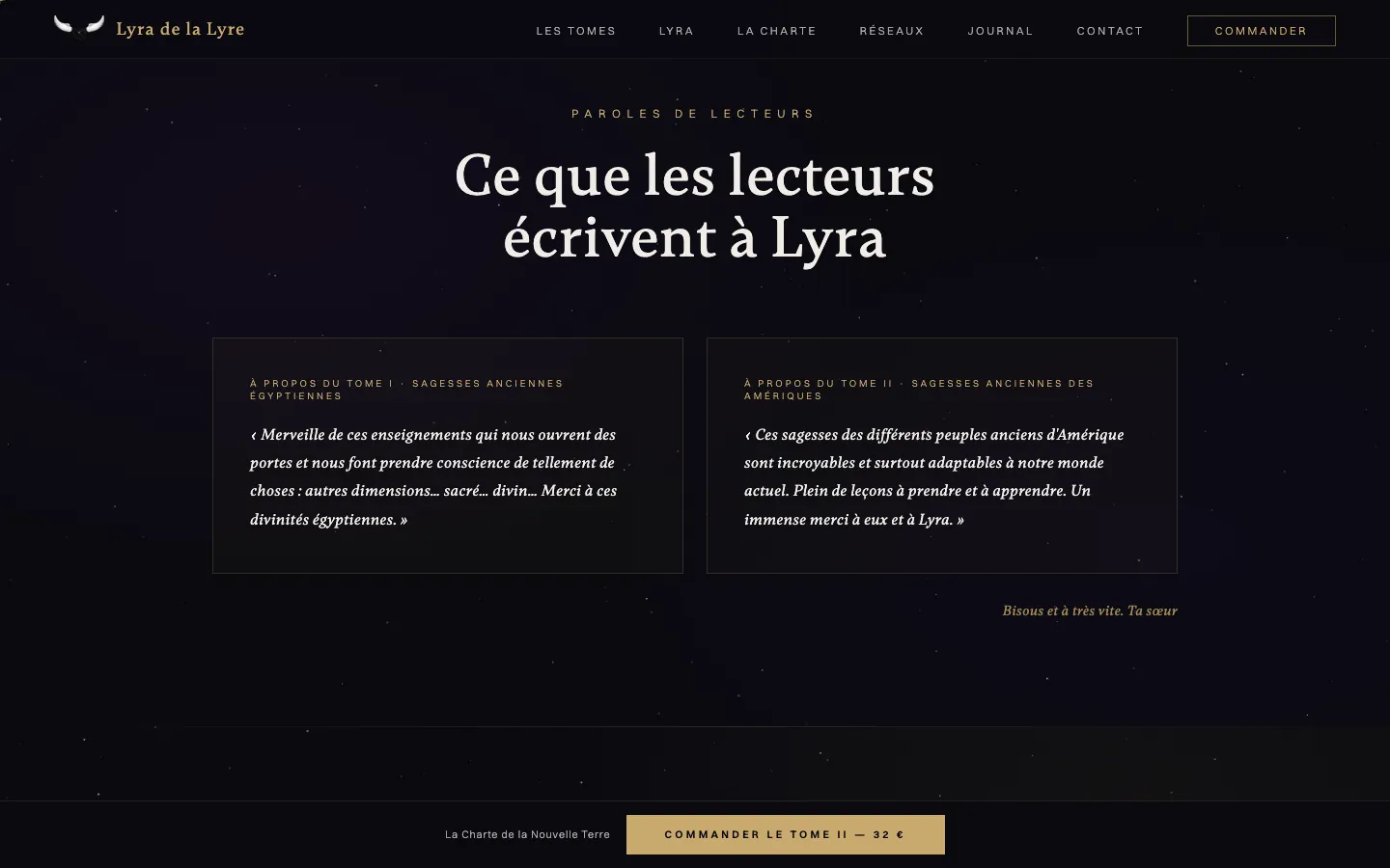Section « Ce que les lecteurs écrivent à Lyra » : deux messages de lecteurs