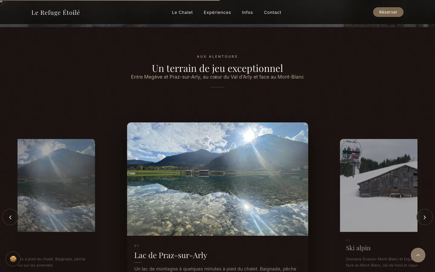 Section « Un terrain de jeu exceptionnel » : activités autour du chalet, lac de Praz-sur-Arly