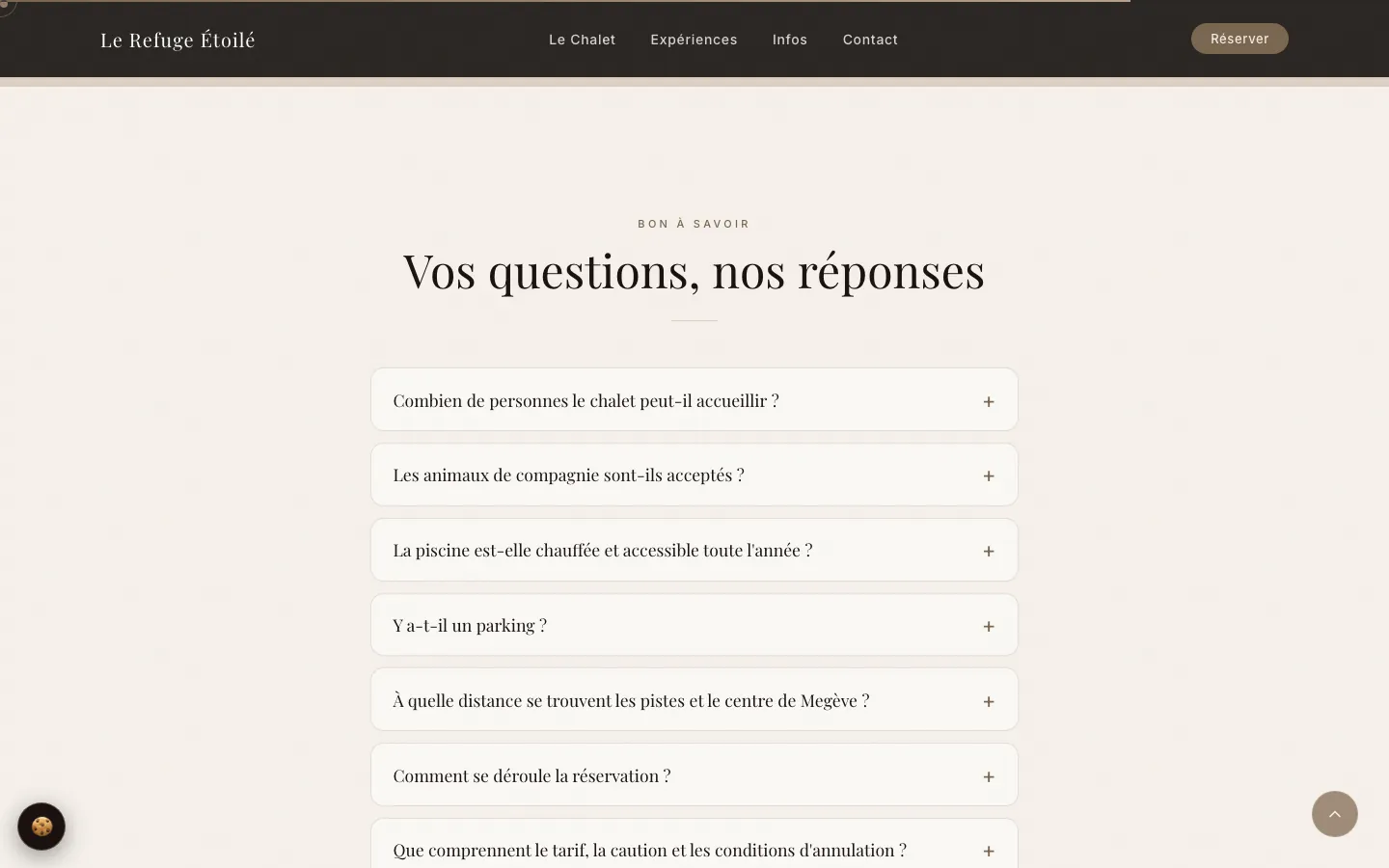 Section « Vos questions, nos réponses » : foire aux questions dépliable